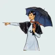Sloane Carrick with an open umbrella