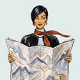 Sloane Carrick holding a road map